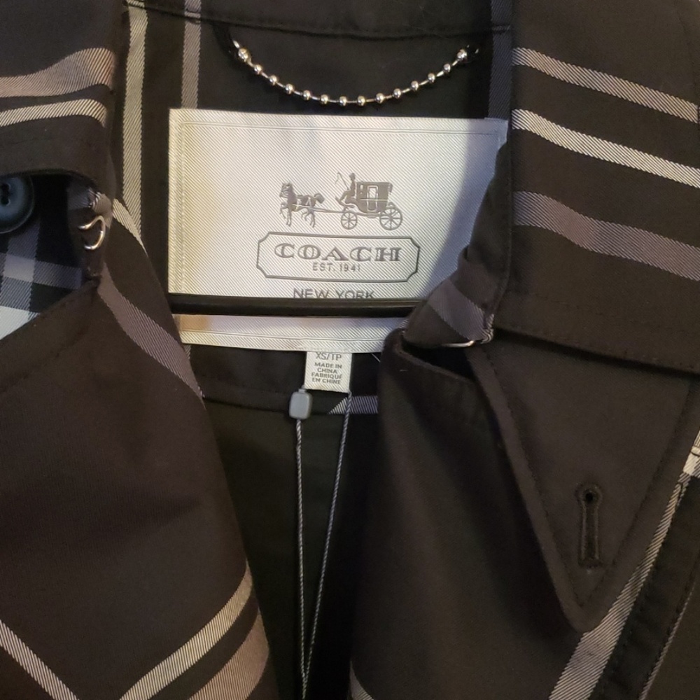 NWOT Coach plaid trench coat - Picture 4 of 5